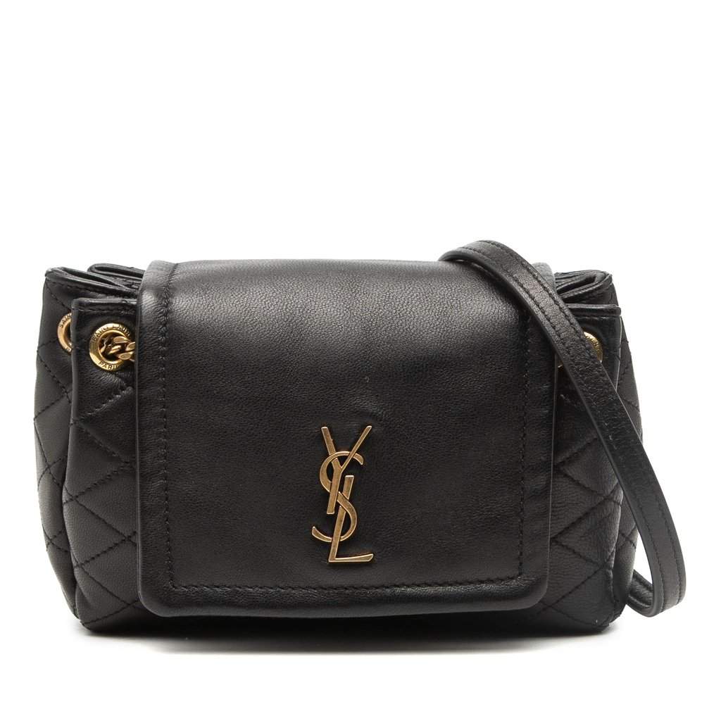Saint Laurent Mini Quilted Lambskin Monogram Nolita Bag Black Leather Very good - Front View