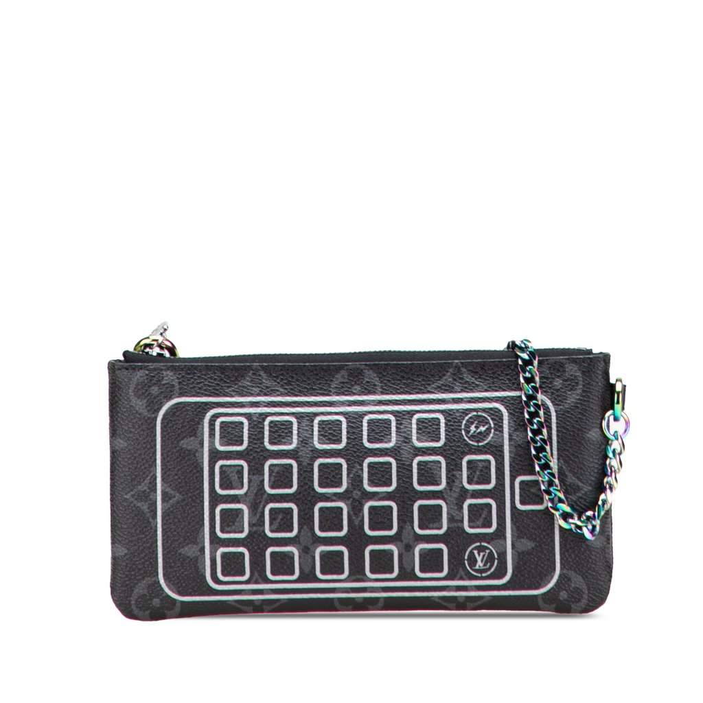 Louis Vuitton Monogram Eclipse Flash Fragment Iphone Case Black Canvas Very good - Front View