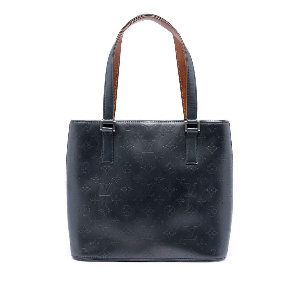 Louis Vuitton Monogram Mat Stockton Blue Leather Very good condition - Front View