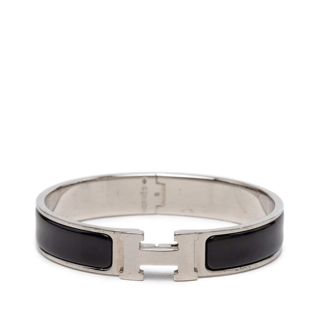Hermès Narrow Enamel Clic H Bracelet PM Silver Metal Very good condition - Front View