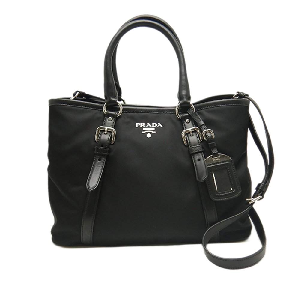 Prada Soft Calf Trimmed Tessuto Satchel Black Very good condition - Front View