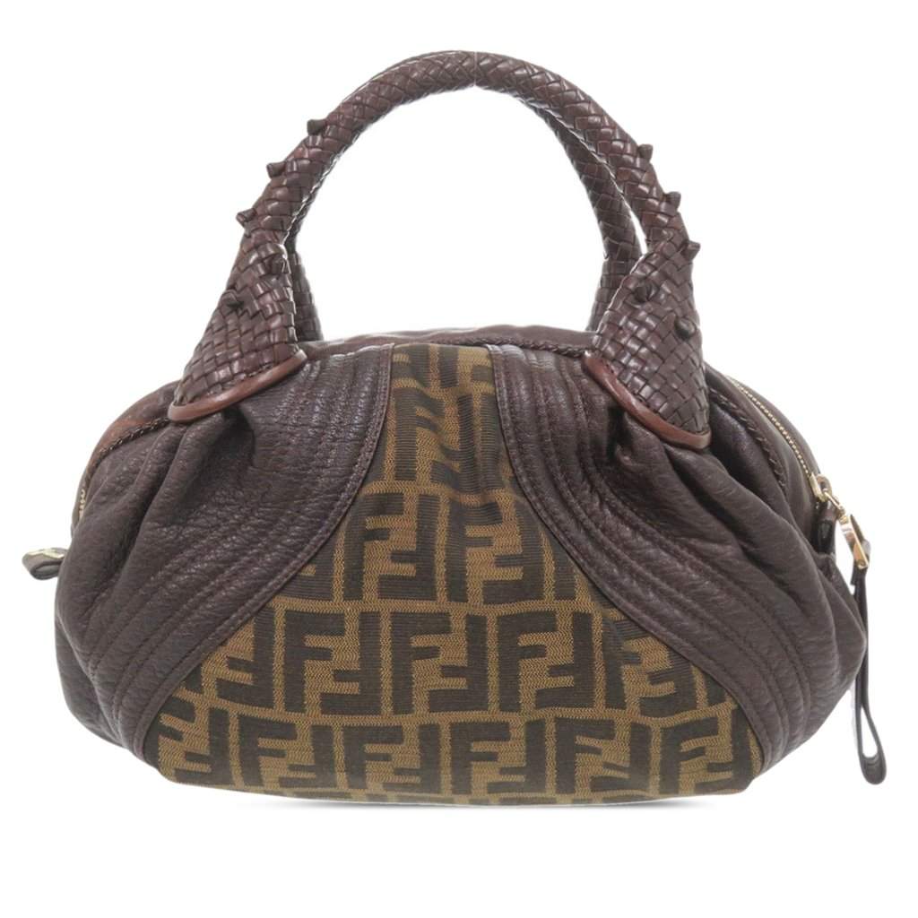 Fendi Mini Zucca Canvas and Leather Spy Handbag Brown Very good condition - Front View