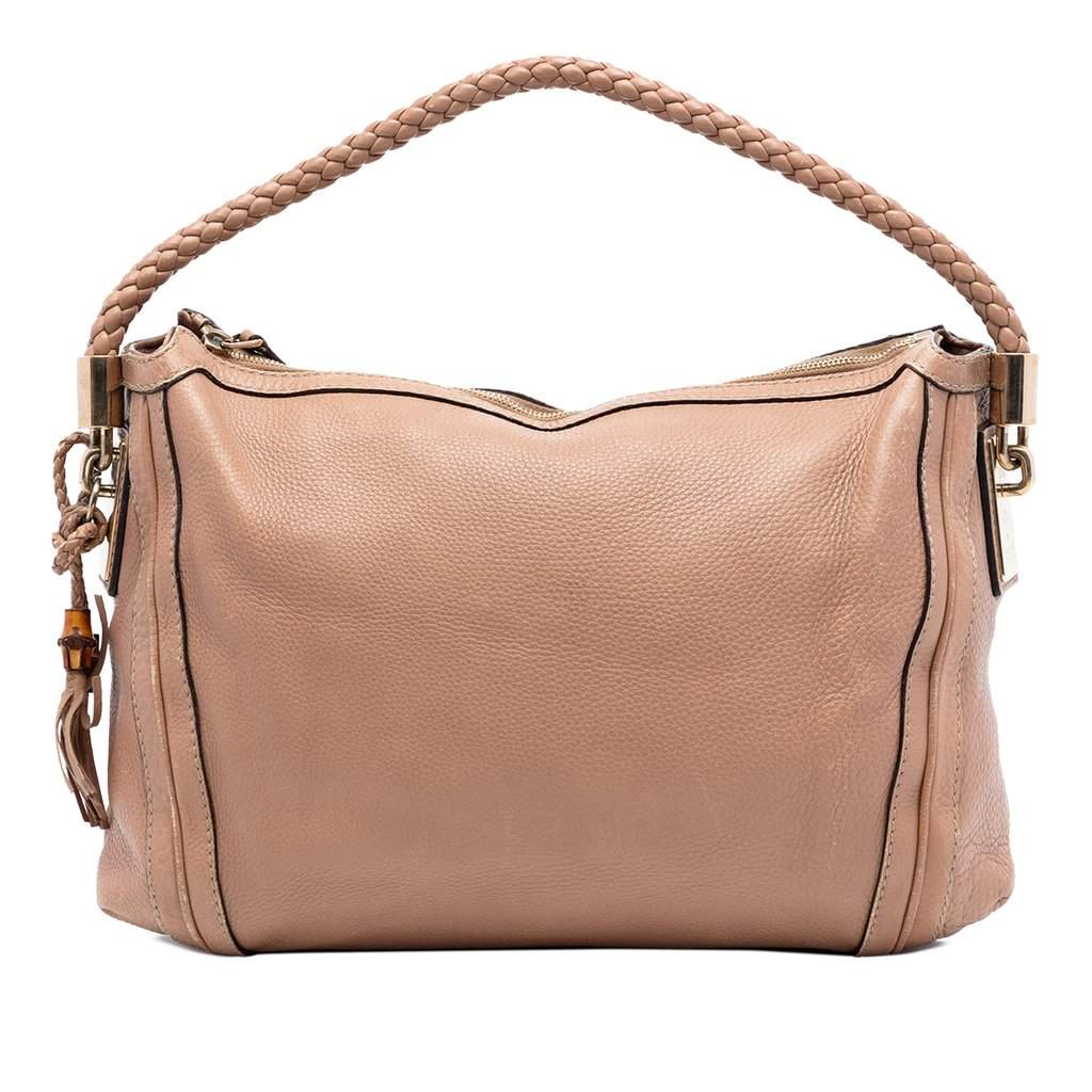 Gucci Medium Pebbled Calfskin Bella Shoulder Bag Brown Leather Very good condition - Front View