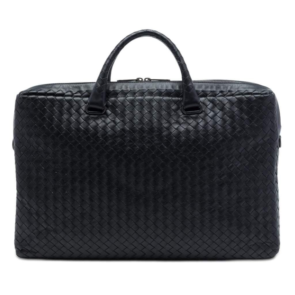 Bottega Veneta Nappa Intrecciato Business Bag Black Leather Very good - Front View