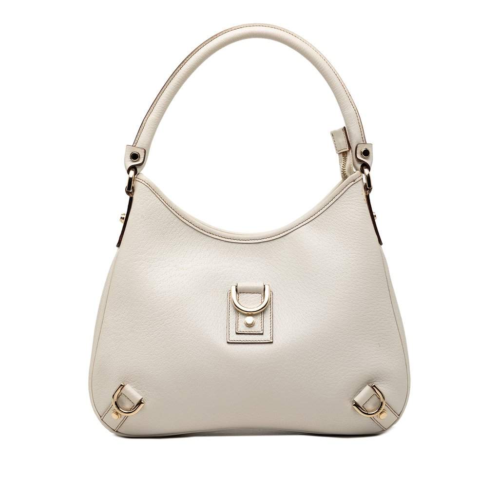 Gucci Calfskin Abbey D Ring Shoulder Bag White Leather Very good condition - Front View