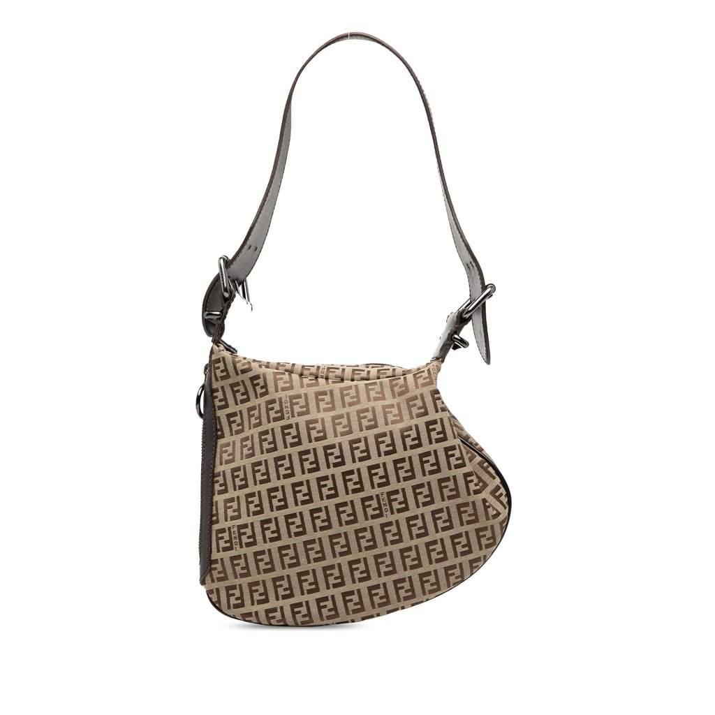 Fendi Zucchino Oyster Shoulder Bag Beige Good condition - Front View