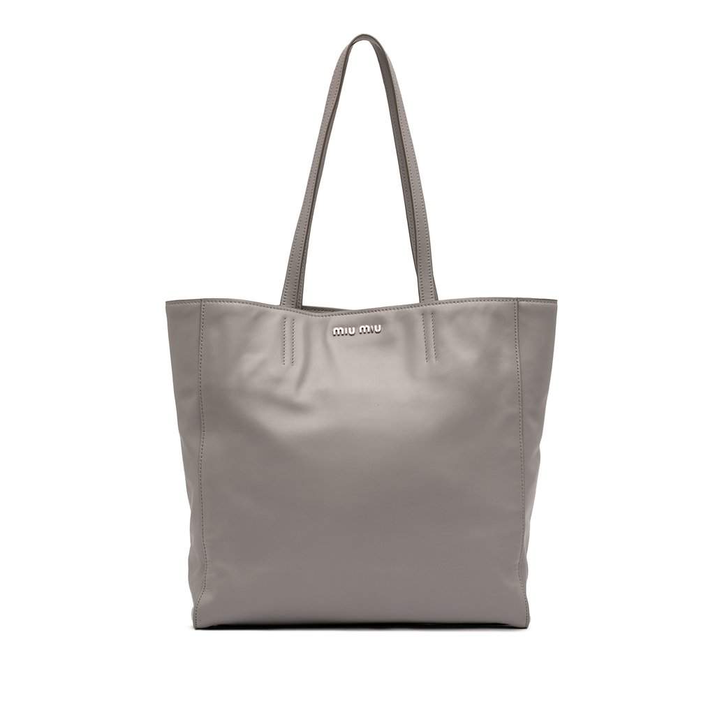Miu Miu Vitello Soft Calf Tote Grey Leather Very good condition - Front View