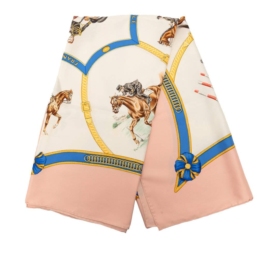 Hermès Ecole Francaise d Equitation Silk Scarf 90 White