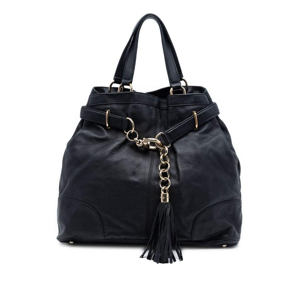 Gucci Large Leather Horsebit Sienna Tote Black Leather Very good - Front View