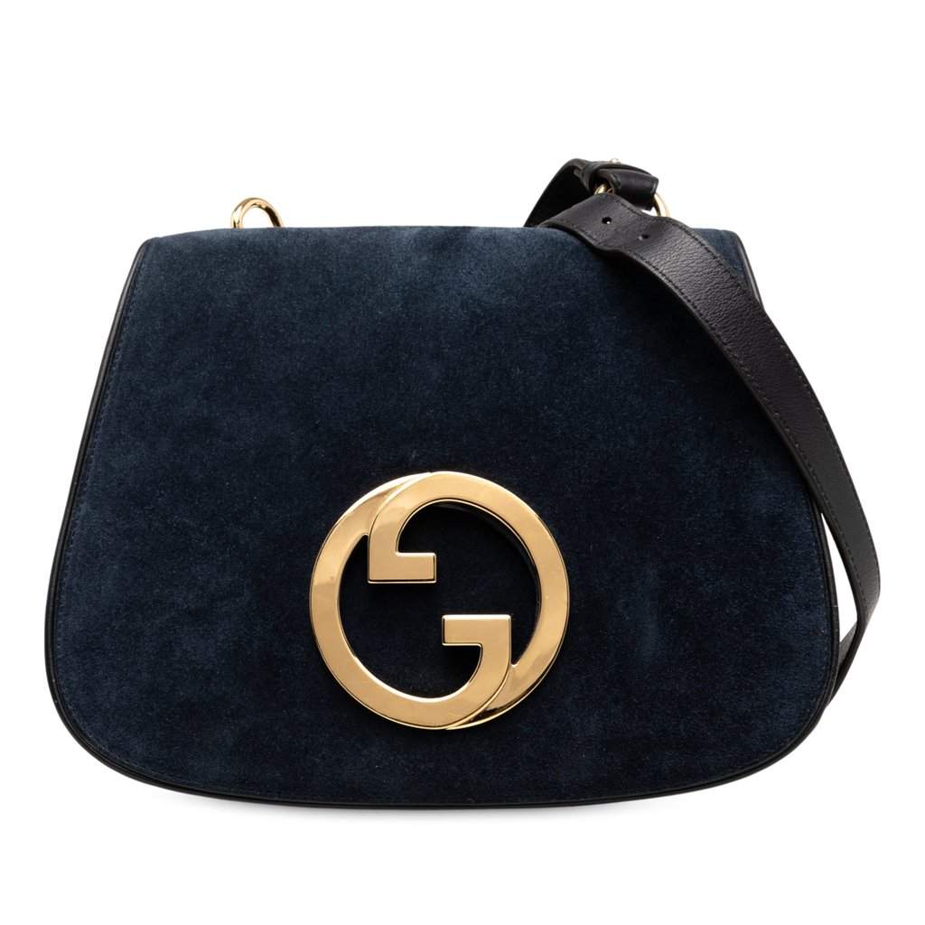 Gucci Medium Suede Blondie Crossbody Blue Leather Very good - Front View