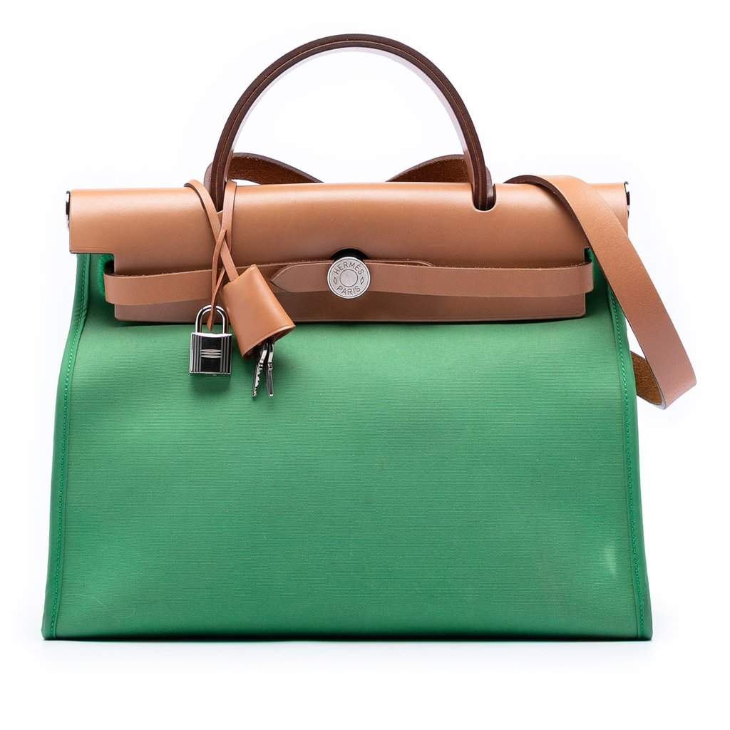 Hermès Toile Herbag Zip 31 Green Very good condition - Front View