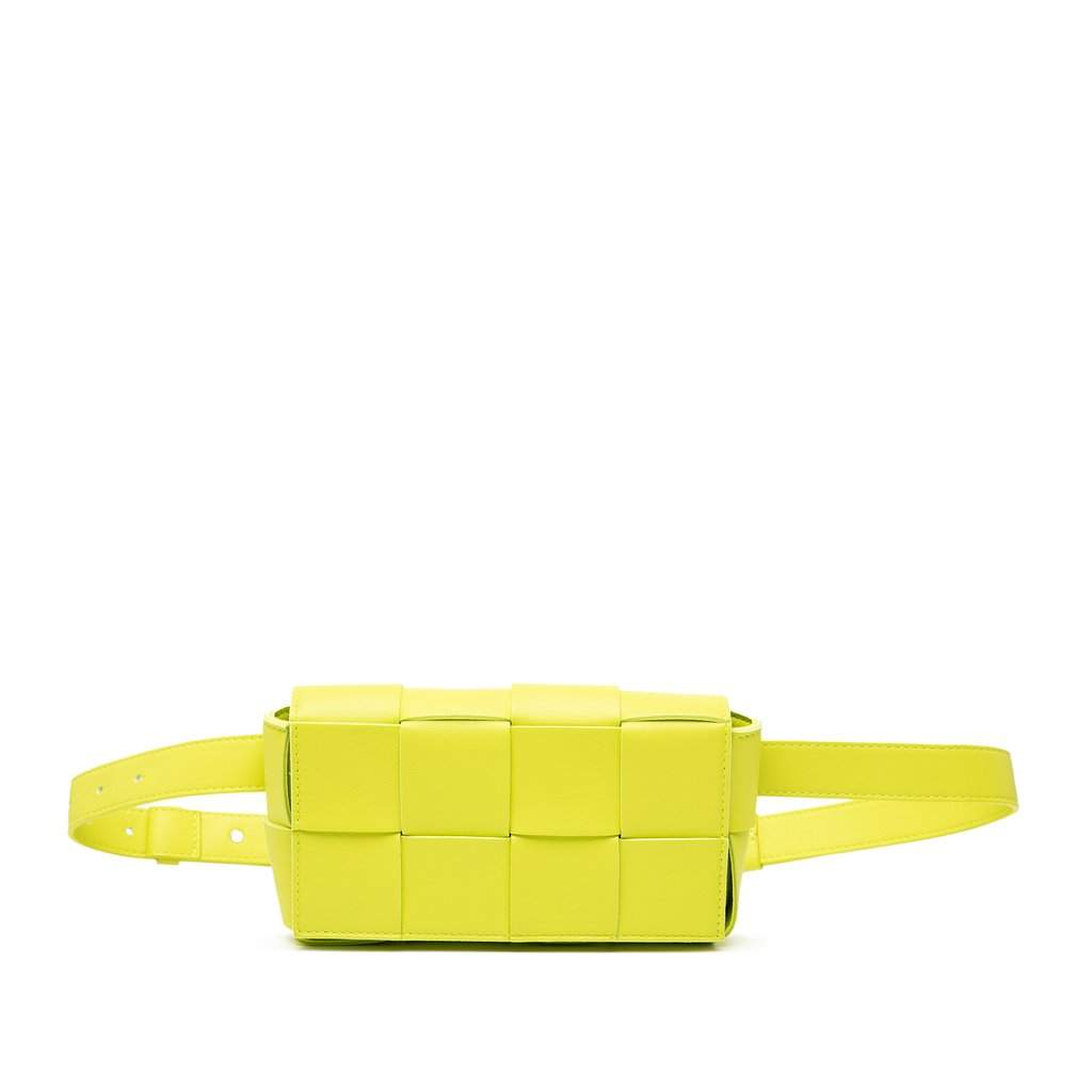 Bottega Veneta Mini Nappa Intrecciato Cassette Belt Bag Yellow Leather Very good - Front View