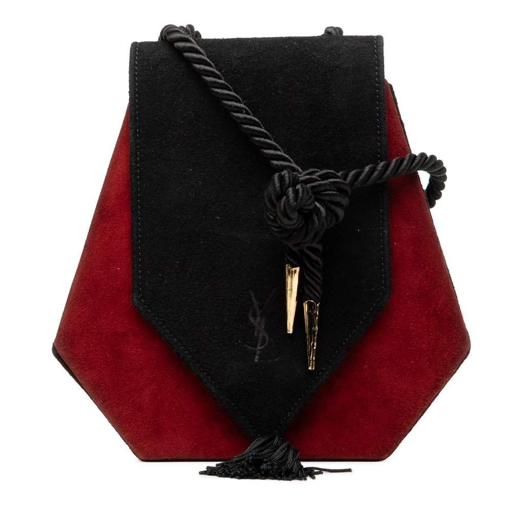 Saint Laurent Bicolor Suede Tassel Crossbody Black Leather Very good - Front View