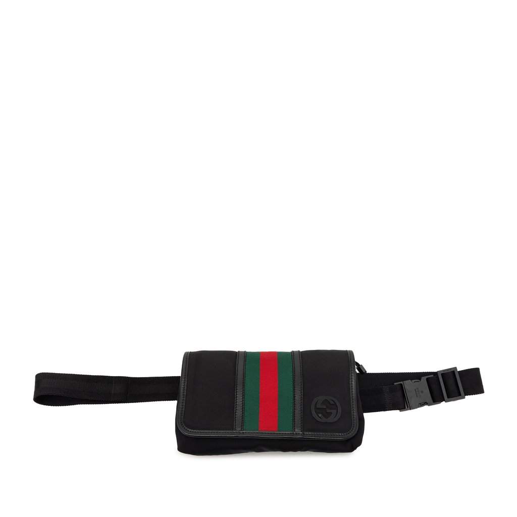 Gucci Nylon Interlocking G Web Belt Bag Black Very good condition - Front View