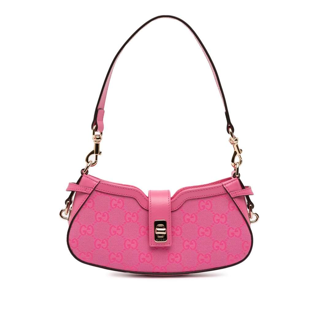 Gucci Mini GG Canvas Moon Side Shoulder Bag Pink Very good - Front View