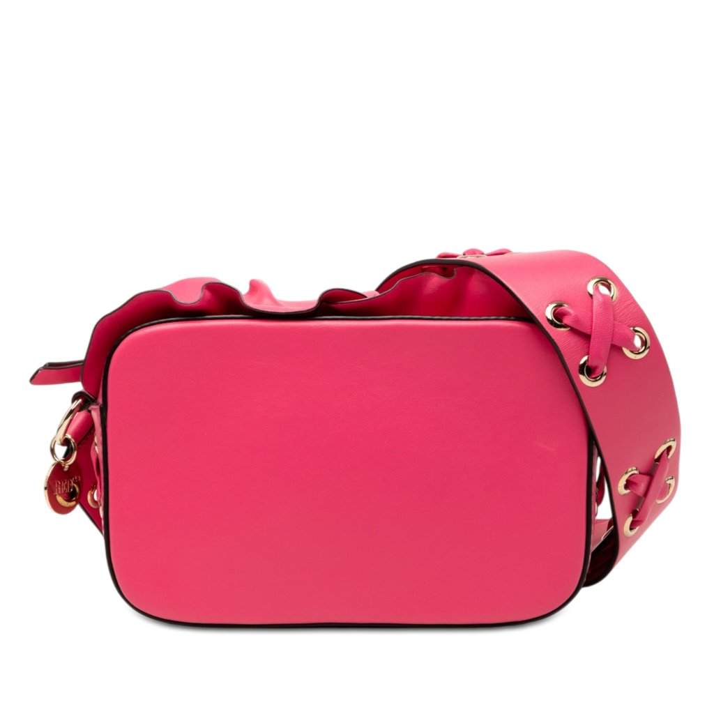 Valentino Leather Ruffle Trim Crossbody Pink Leather Very good condition - Front View