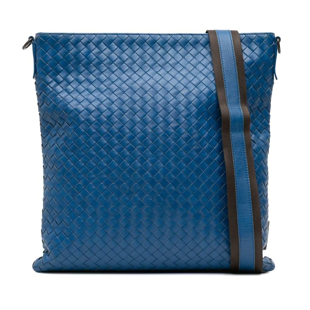 Bottega Veneta Nappa Intrecciato Crossbody Blue Leather Very good - Front View
