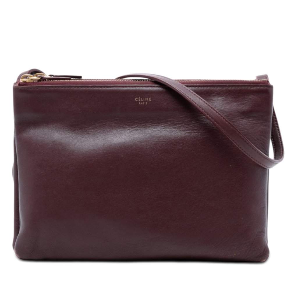 Celine Large Lambskin Trio Crossbody Red Leather Very good condition - Front View