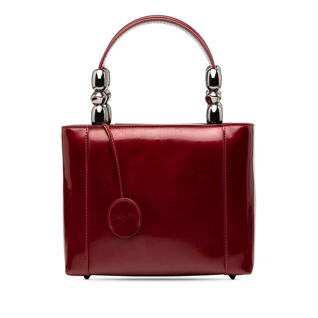 Dior Patent Malice Pearl Satchel Red Leather Very good - Front View