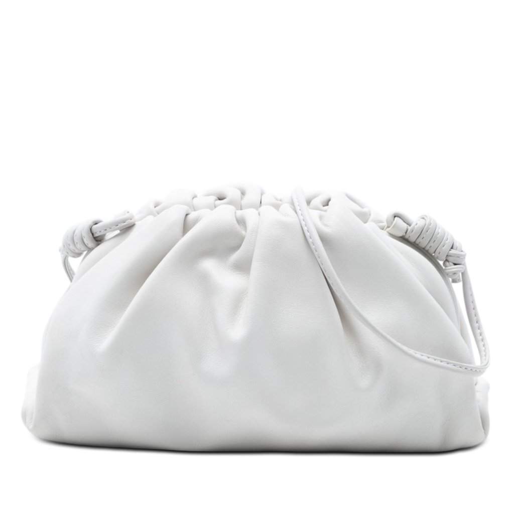 Bottega Veneta Lambskin The Mini Pouch Crossbody White Leather Very good condition - Front View