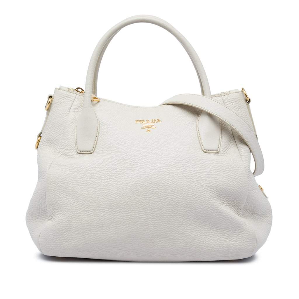 Prada Vitello Daino Zip Top Convertible Tote MultiColor Leather Very good - Front View