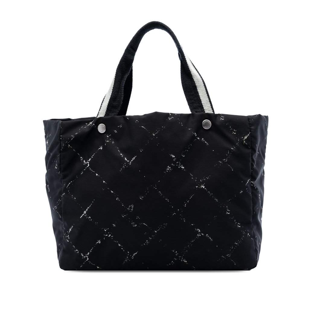 Chanel Old Travel Line Nylon Tote Black Very good condition - Front View