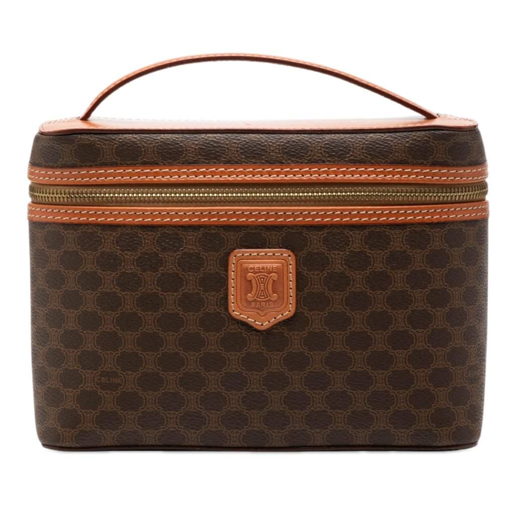 Celine Macadam Coated Canvas Vanity Bag Brown Very good - Front View