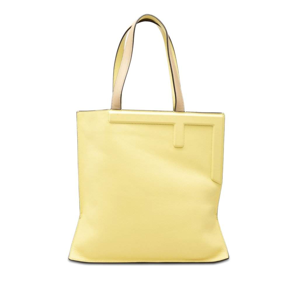 Fendi Medium Bicolor Smooth Calfskin Flip Tote Yellow Leather Very good condition - Front View