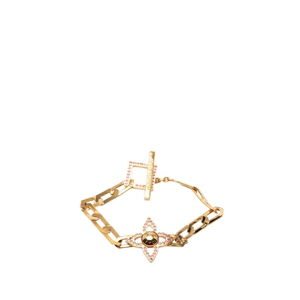 Louis Vuitton Gold Plated Strass Flower Power Bracelet Gold Metal Very good condition - Front View