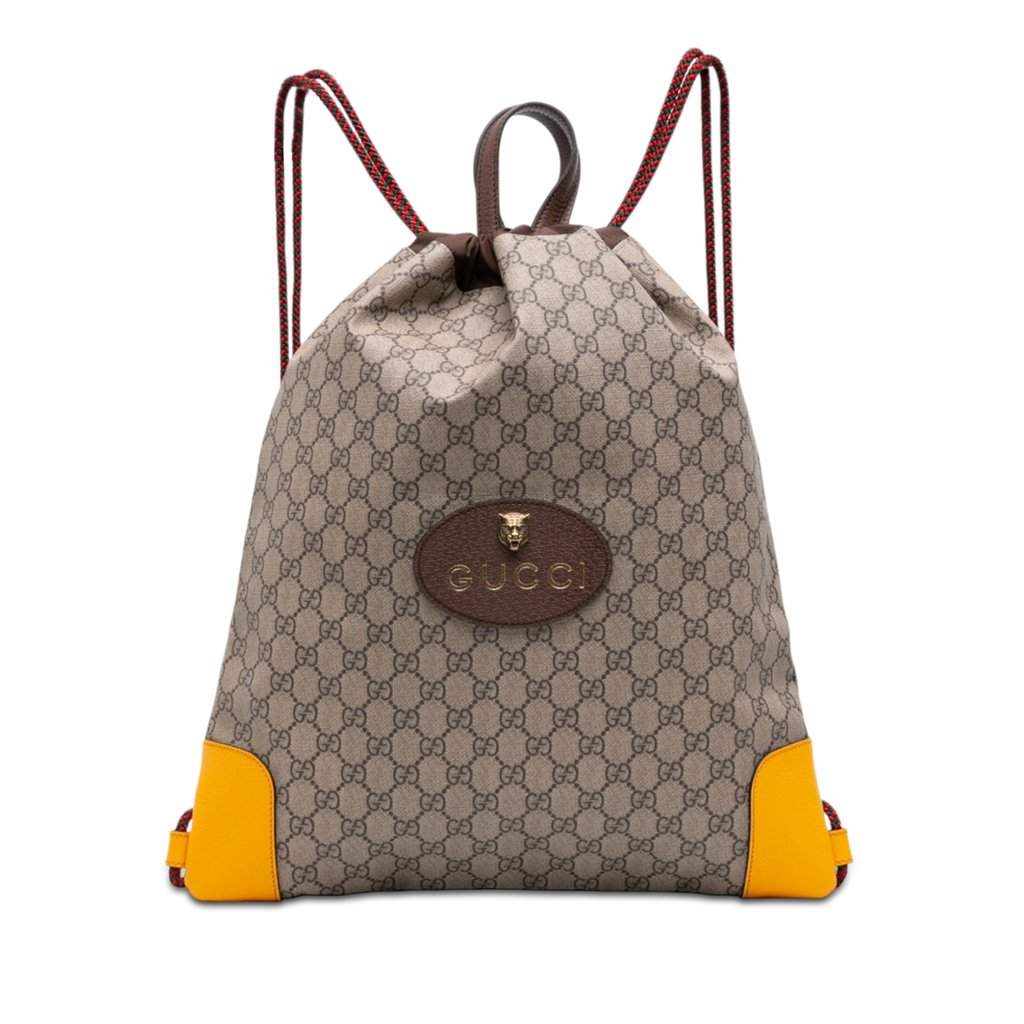 Gucci GG Supreme Animalier Backpack Beige Very good - Front View