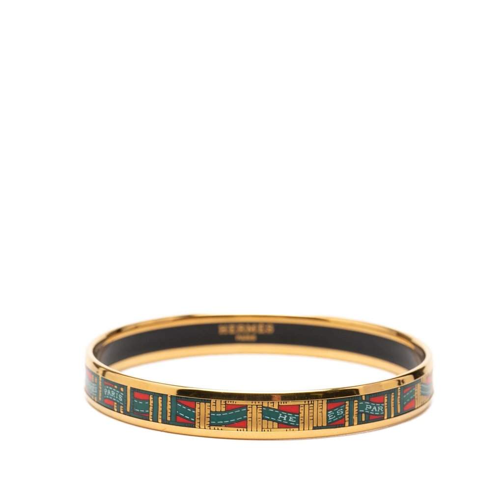 Hermès Narrow Cloisonne Enamel Bangle 62 Red Very good - Front View