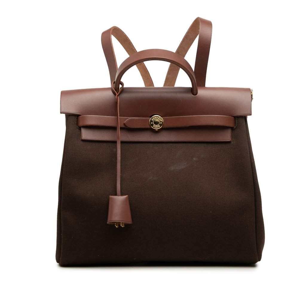 Hermès Toile Herbag Backpack PM Brown Very good condition - Front View