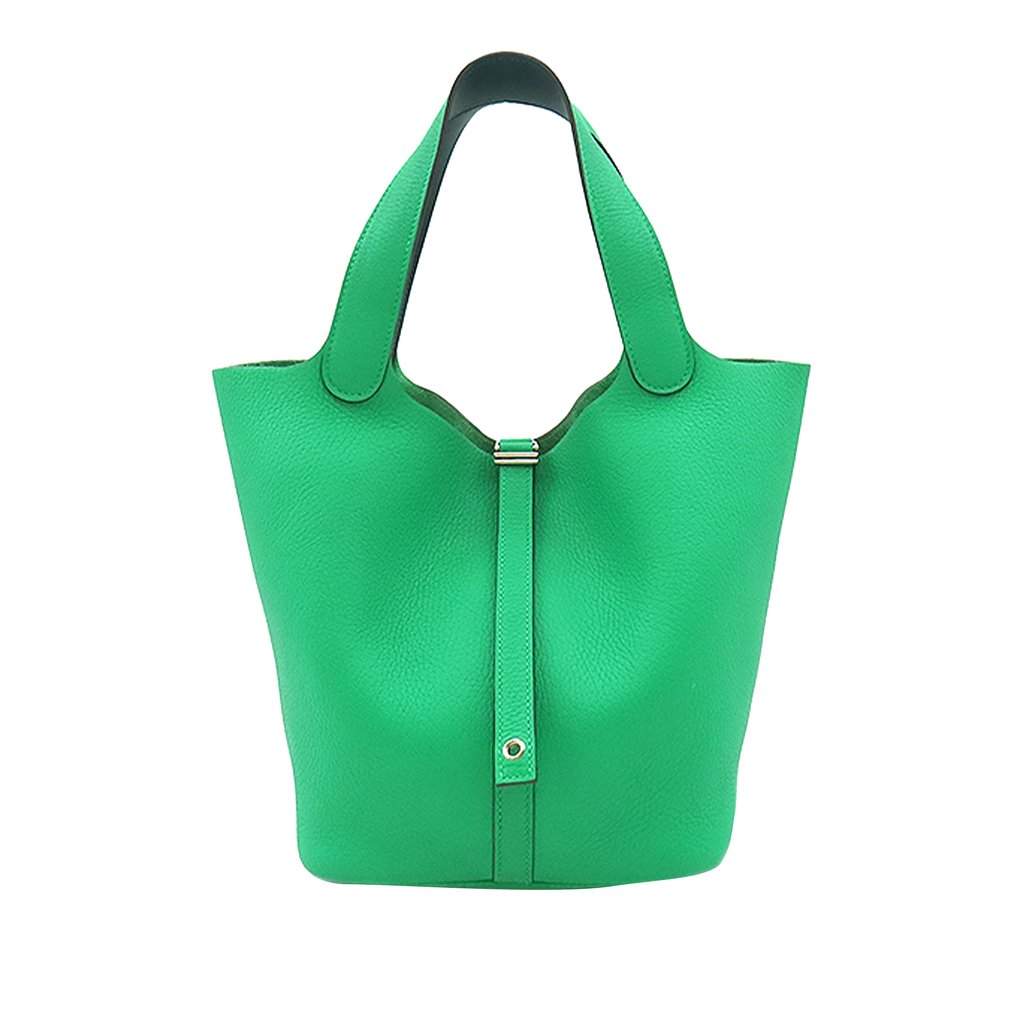 Hermès Clemence Picotin Lock 22 Green Leather Very good condition - Front View