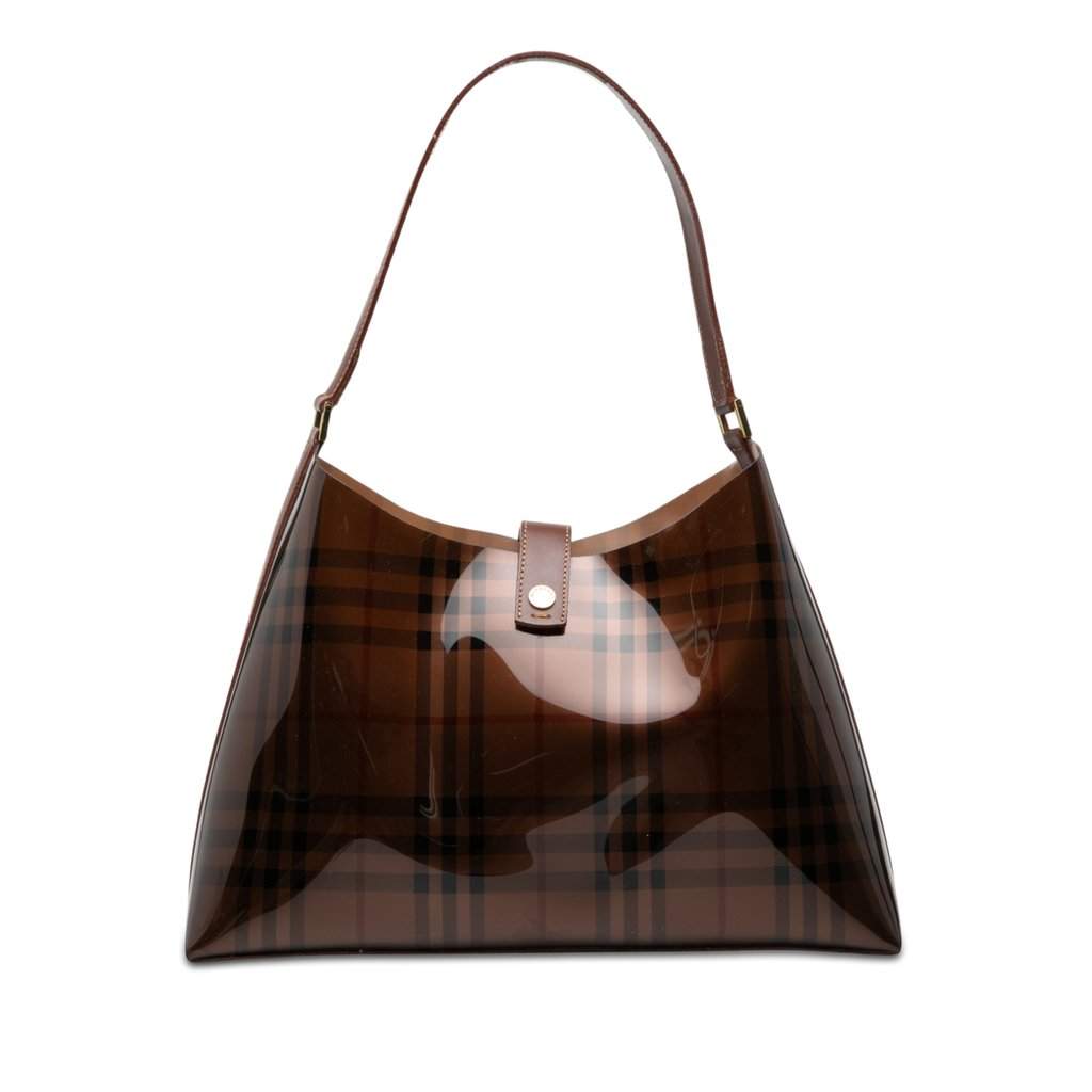 Burberry Haymarket Check PVC Shoulder Bag Brown Plastic Very good - Front View