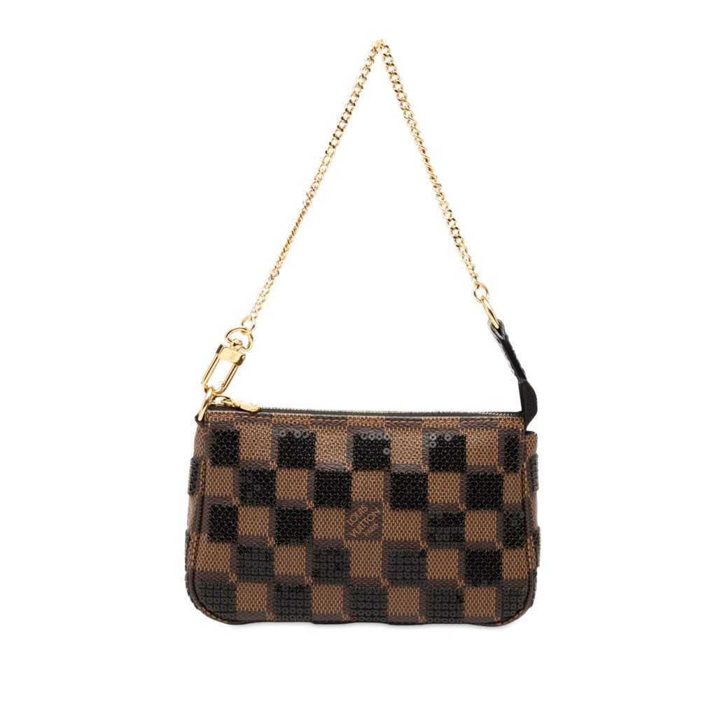 Louis Vuitton Damier Ebene Sequins Mini Pochette Accessoires Brown Very good - Front View