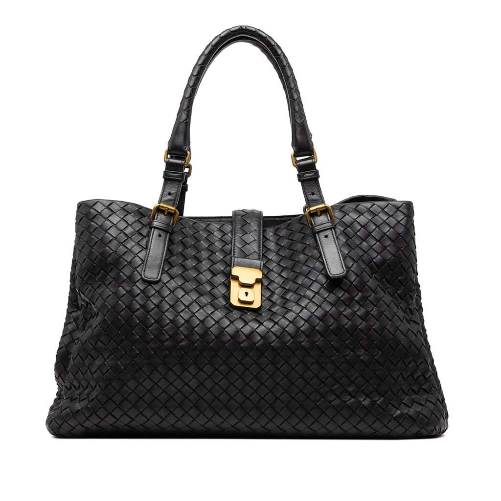 Bottega Veneta Medium Nappa Intrecciato Roma Tote Black Leather Very good condition - Front View