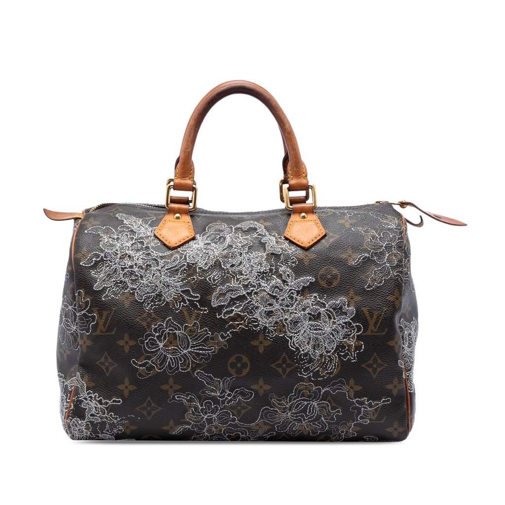 Louis Vuitton Monogram Dentelle Speedy 30 Brown Good - Front View