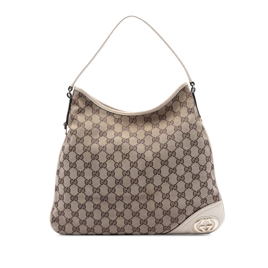 Gucci GG Canvas New Britt Hobo Beige Very good condition - Front View