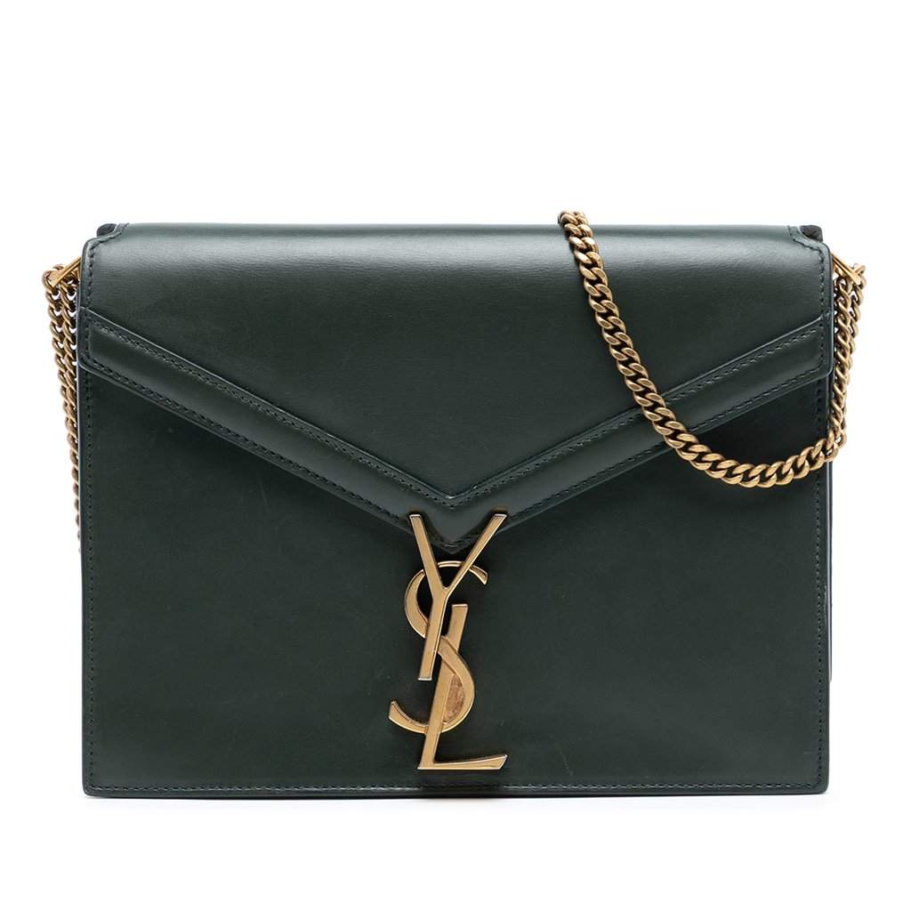Saint Laurent Smooth Calfskin Monogram Cassandra Clasp Bag Green Leather Very good - Front View
