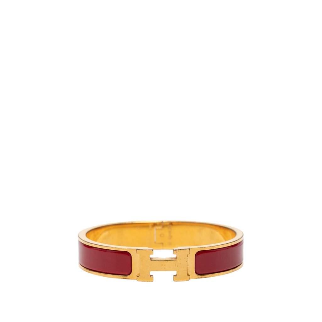 Hermès Narrow Enamel Clic H Bracelet PM Red Very good condition - Front View