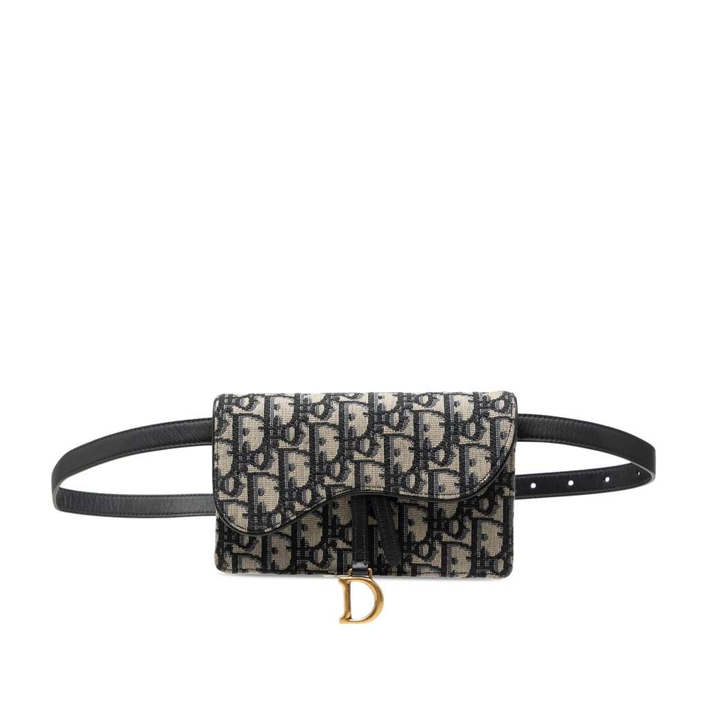 Dior Oblique Canvas Saddle Belt Bag Blue Very good - Front View