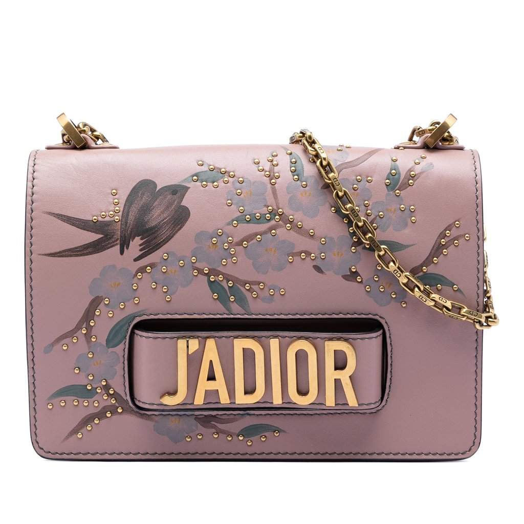 Dior Jardin Japonais Medium Calfskin JAdior Chain Flap Pink Leather Very good - Front View