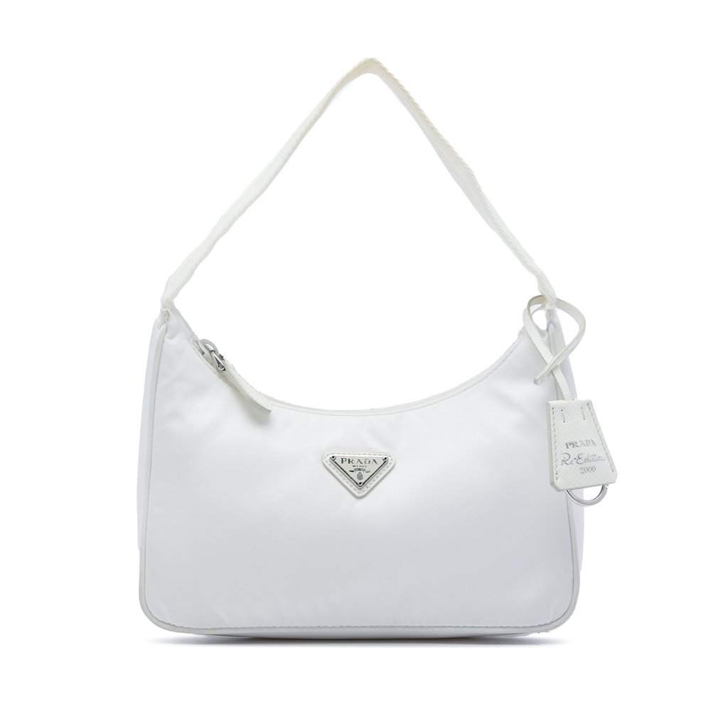 Prada Mini Tessuto Re Edition 2000 Shoulder Bag White Good - Front View