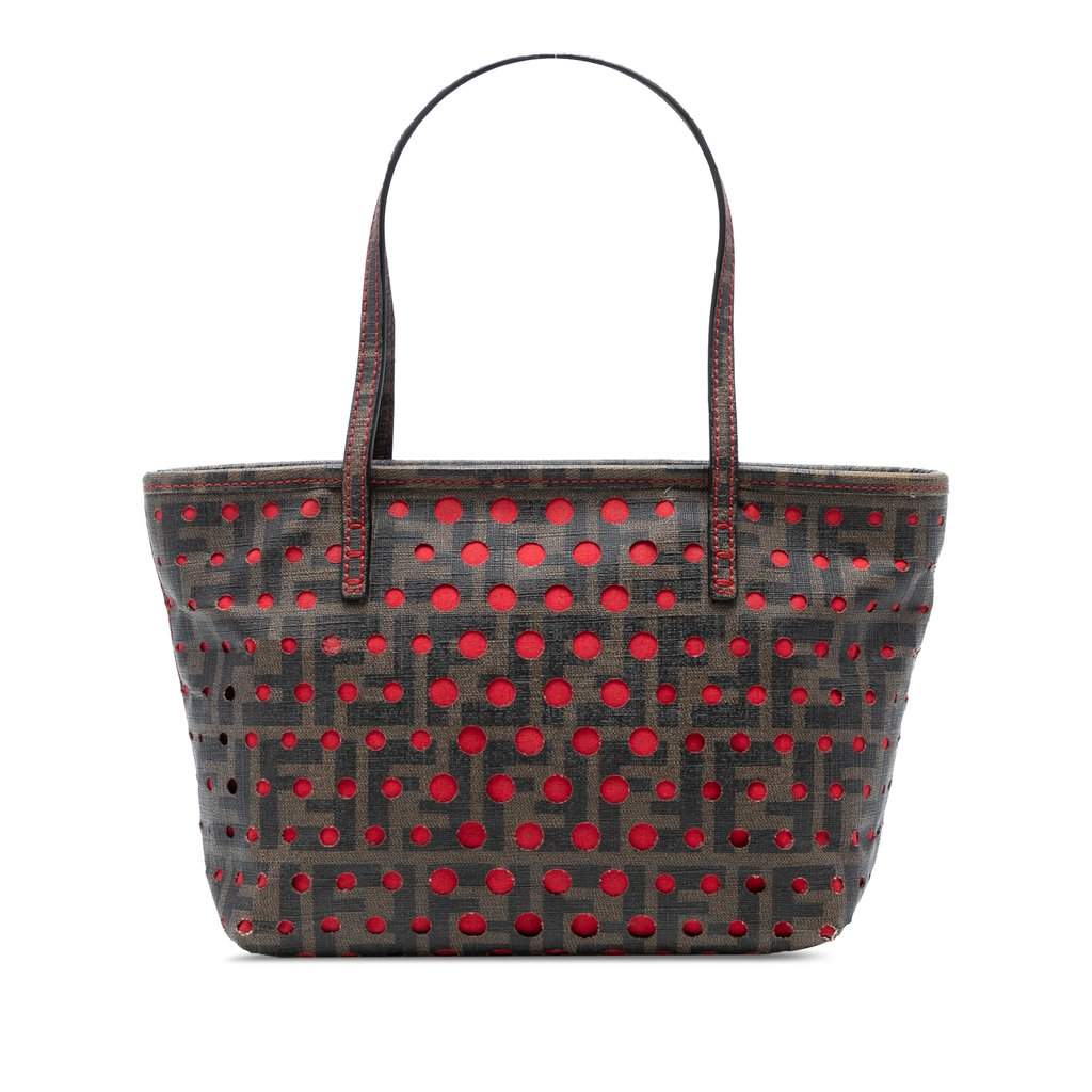 Fendi Small Perforated Zucca Spalmati Roll Tote Brown Very good - Front View