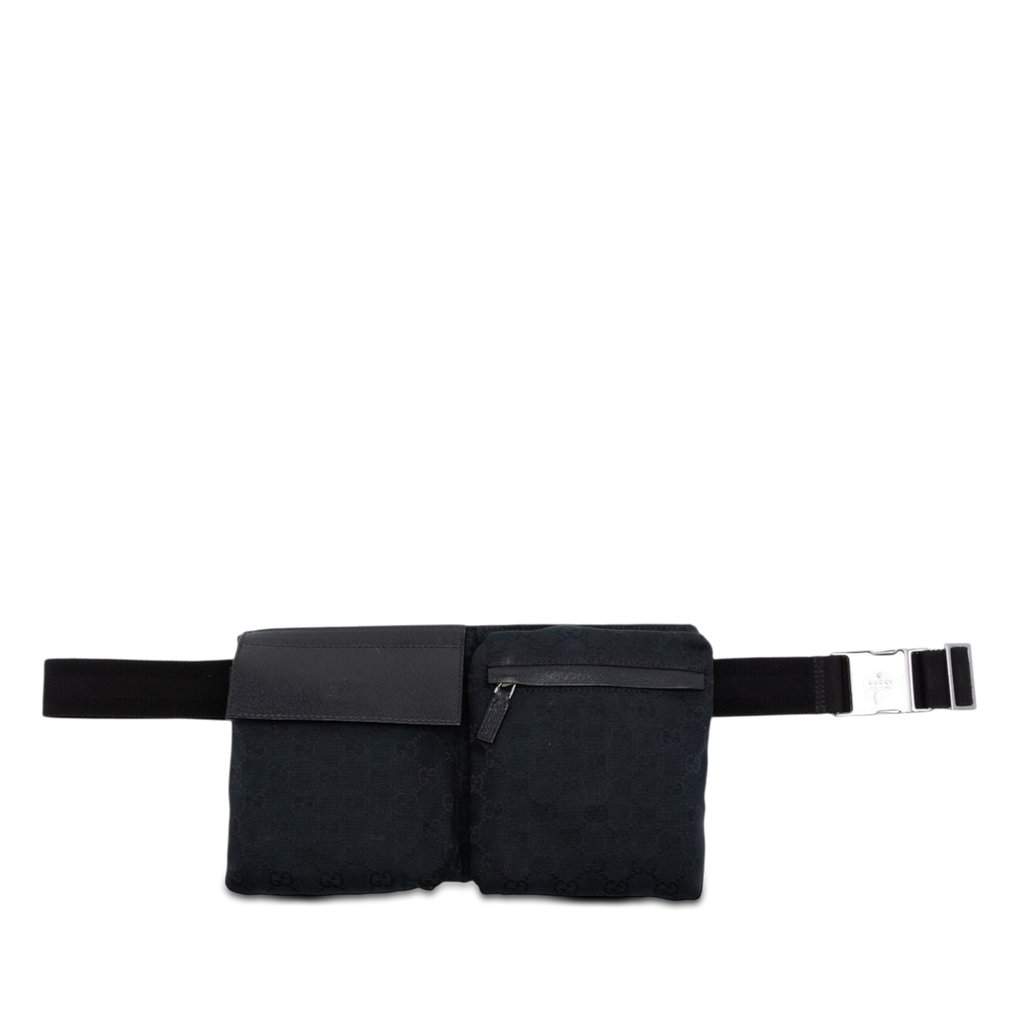 Gucci GG Canvas Double Pocket Belt Bag Blue Very good - Front View