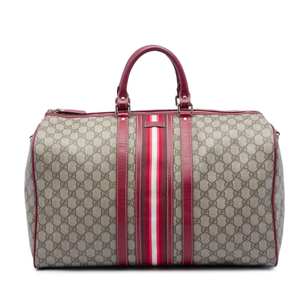 Gucci GG Supreme Web Travel Bag Beige Good - Front View