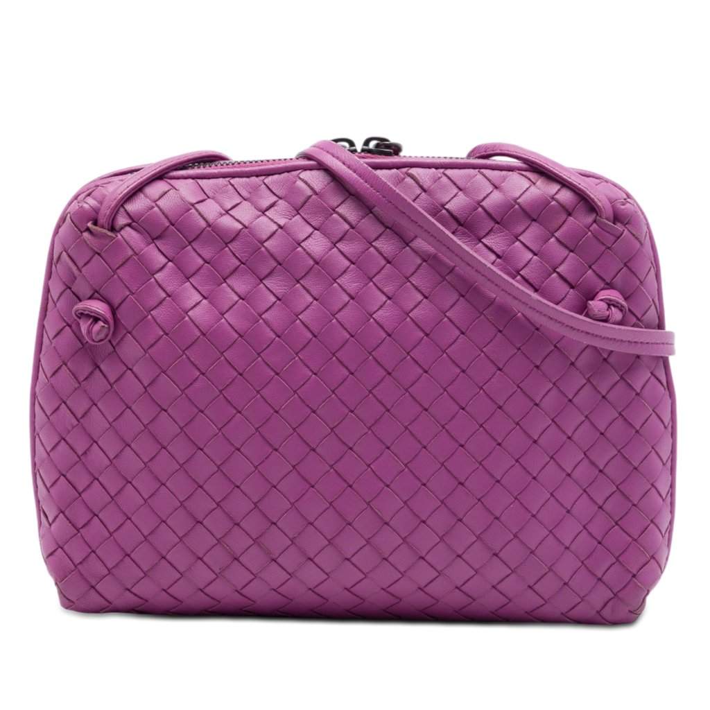 Bottega Veneta Nappa Intrecciato Nodini Crossbody Purple Leather Very good - Front View