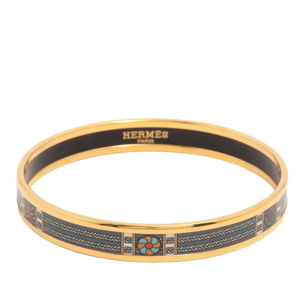 Hermès Narrow Printed Enamel Bangle 65 MultiColor Very good condition - Front View