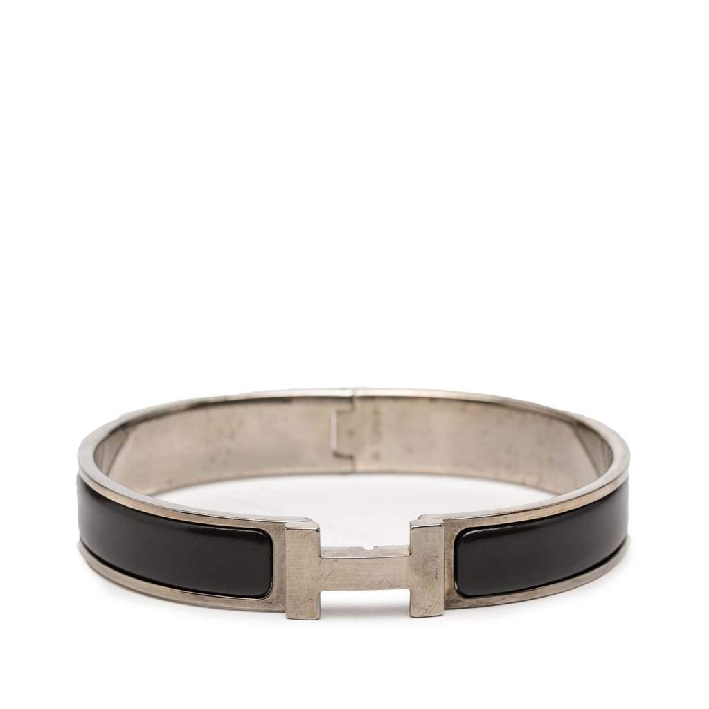 Hermès Narrow Enamel Clic H Bracelet PM Black Very good - Front View