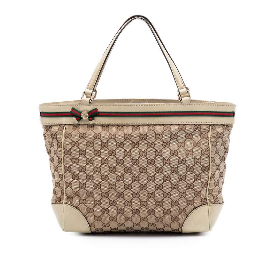 Gucci GG Canvas Web Mayfair Tote Beige Very good condition - Front View